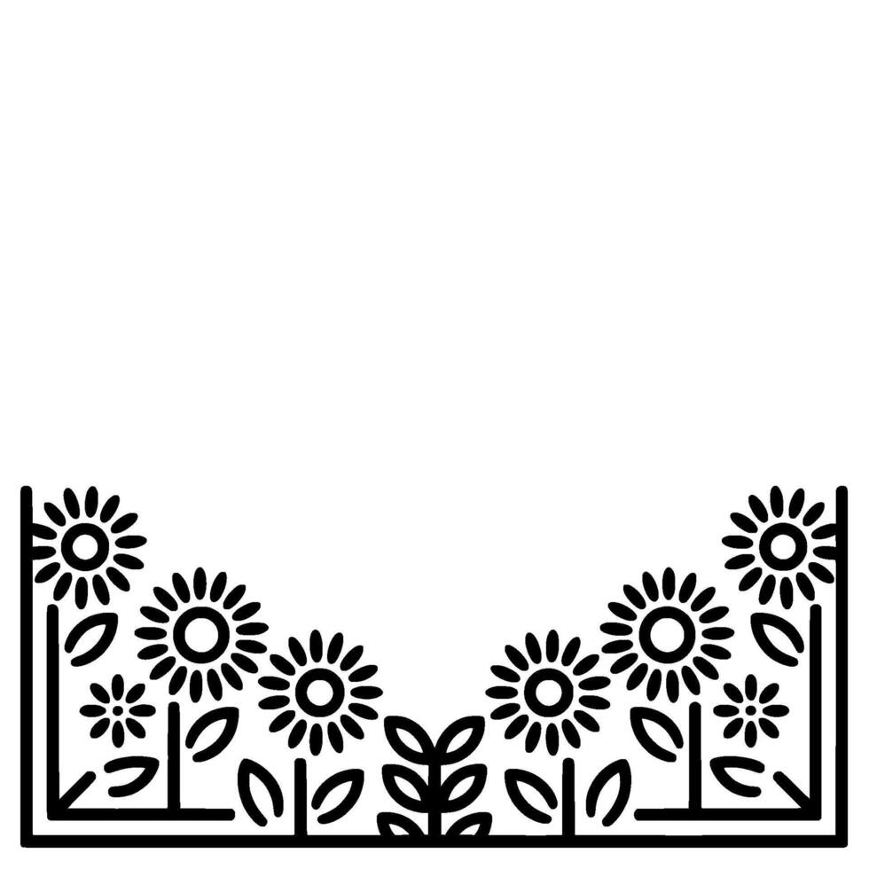 Minimalist Floral Border, Simple Line Art vector