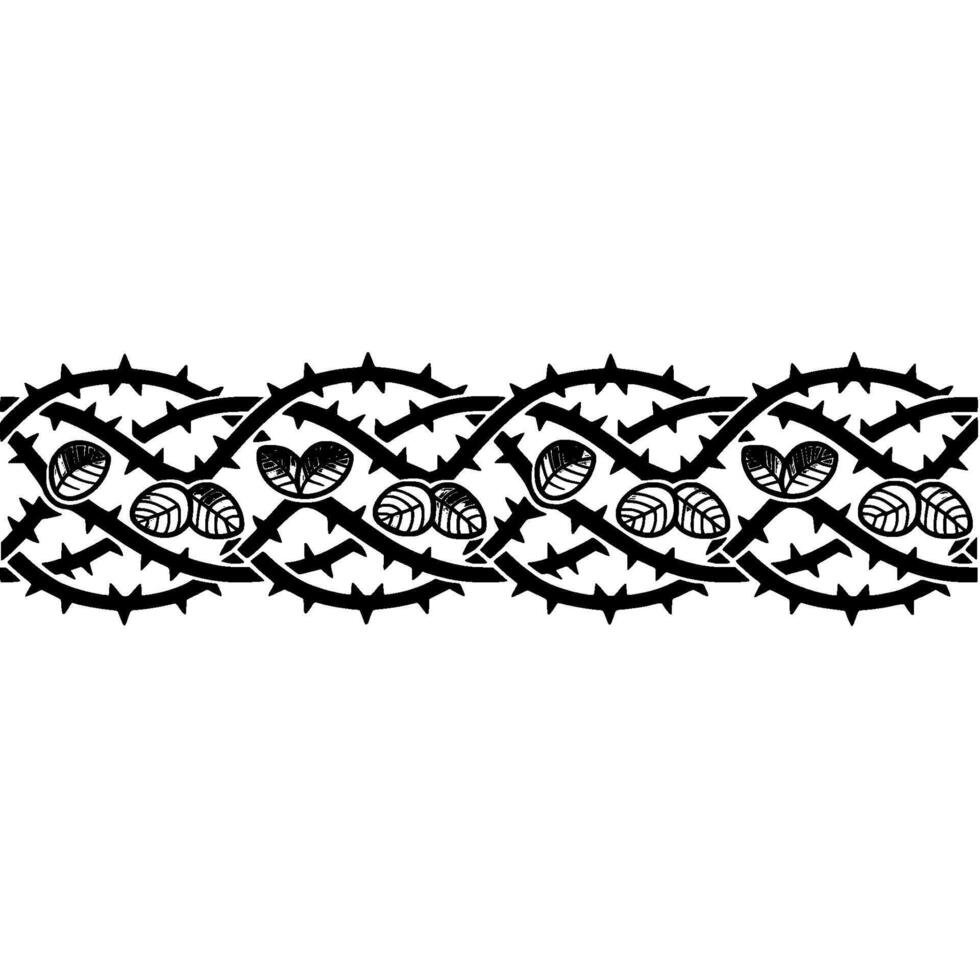 Intricate Thorn Leaf Border, Vintage vector