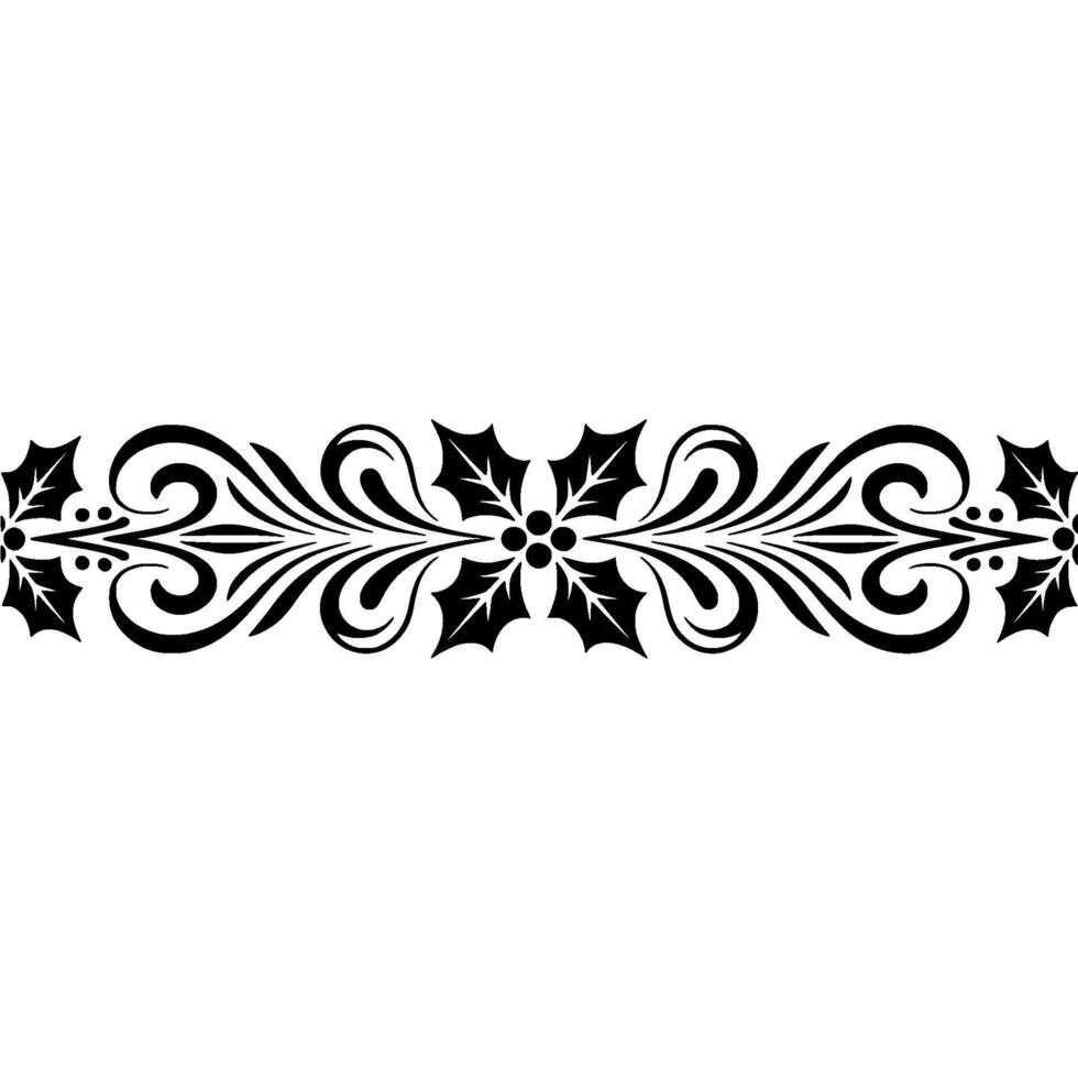 Elegant Holly Border, Vintage Decorative Element, Floral vector