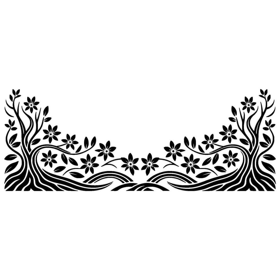 Elegant Black Floral Border, Vintage Botanical vector