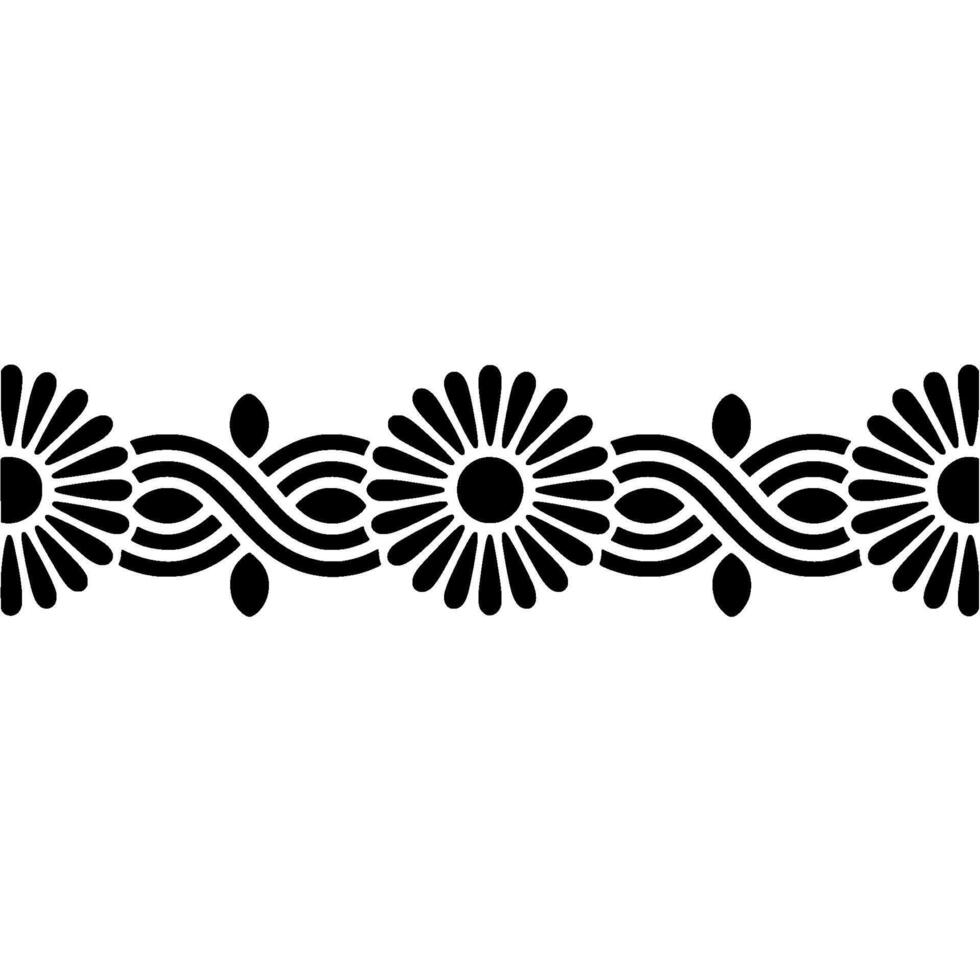 Stylized Floral Border, Geometric, Vintage Aesthetic - Pattern - Line vector