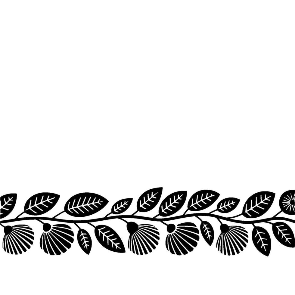 Stylized Leaf Border, Minimalist Botanical, Lineart vector