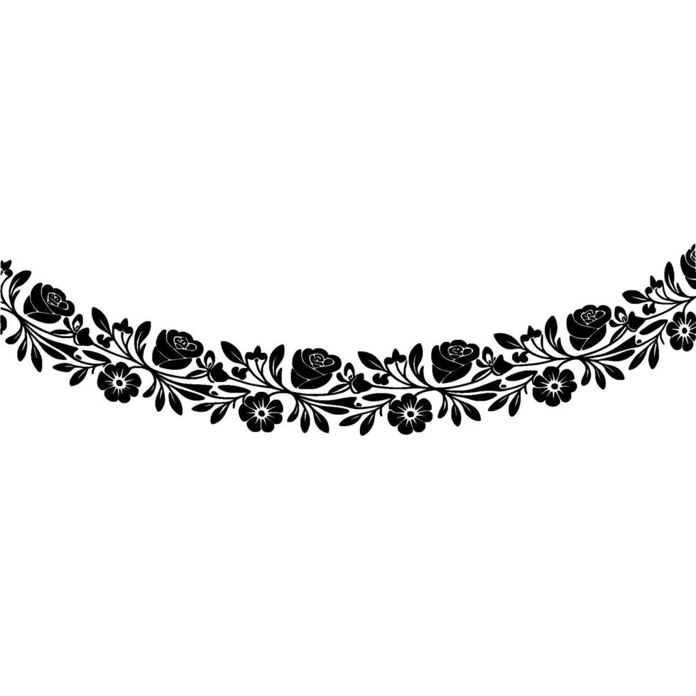 Elegant Floral Border, Vintage Style, Decorative Element, Contour vector