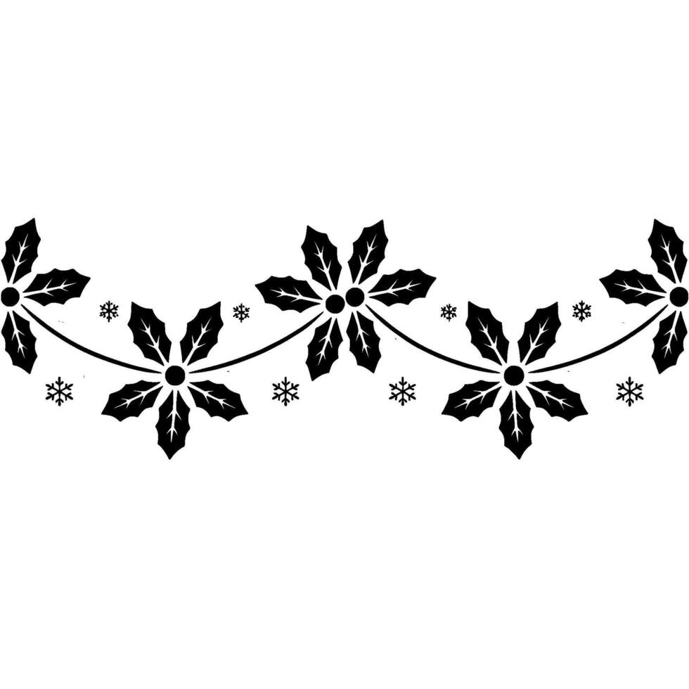 Winter Holly Garland Border, Minimalist Style vector