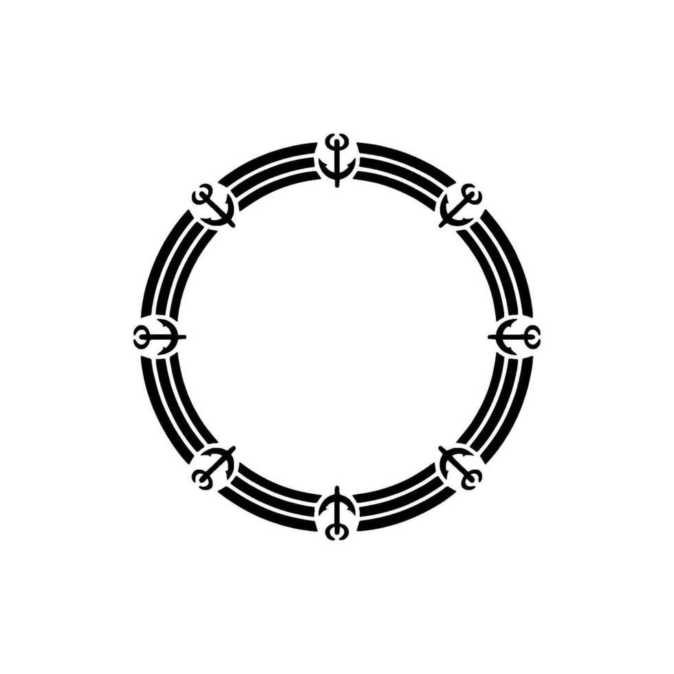 Nautical Anchor Circle Frame, Minimalist, Marine vector