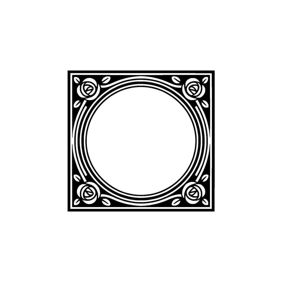 Art Nouveau Floral Frame, Elegant, Vintage Motif, Border vector