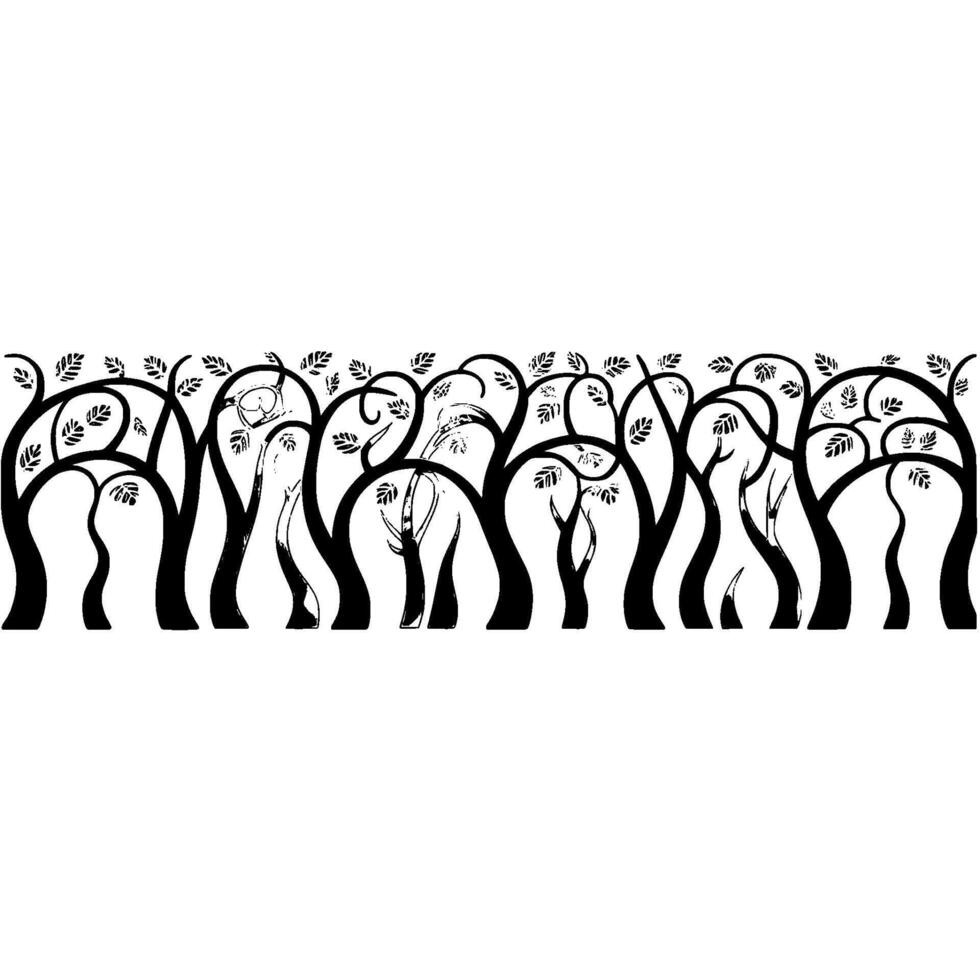 Stylized Forest Border, Minimalist Tree Silhouette vector