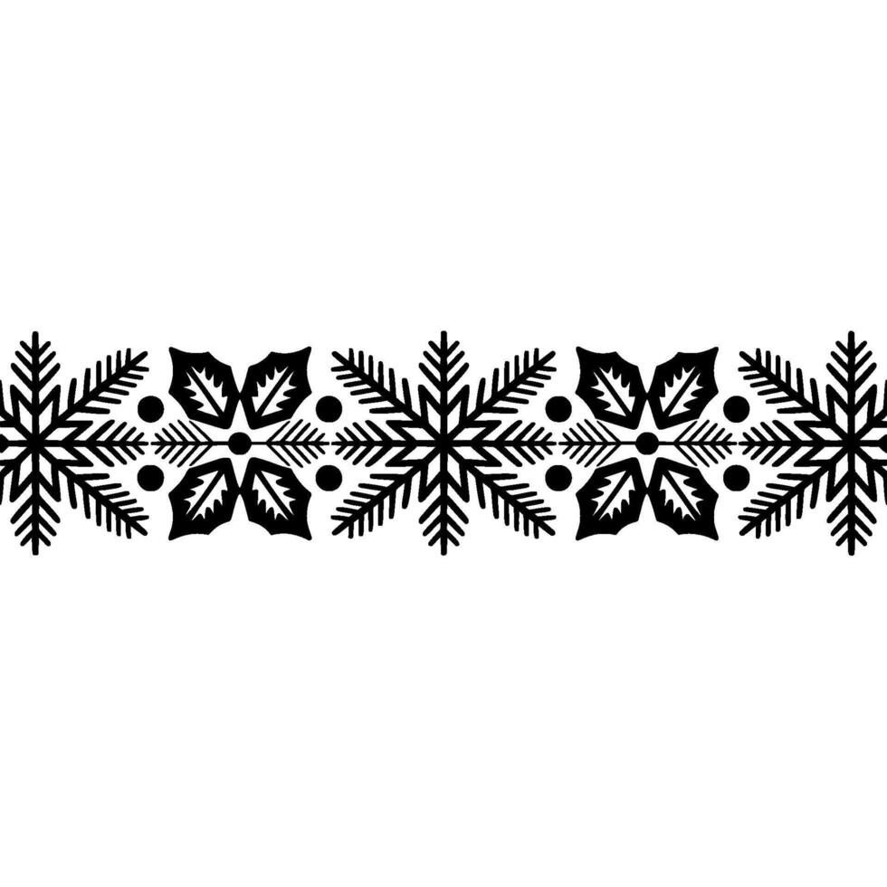 Intricate Winter Snowflake Border, Scandinavian vector