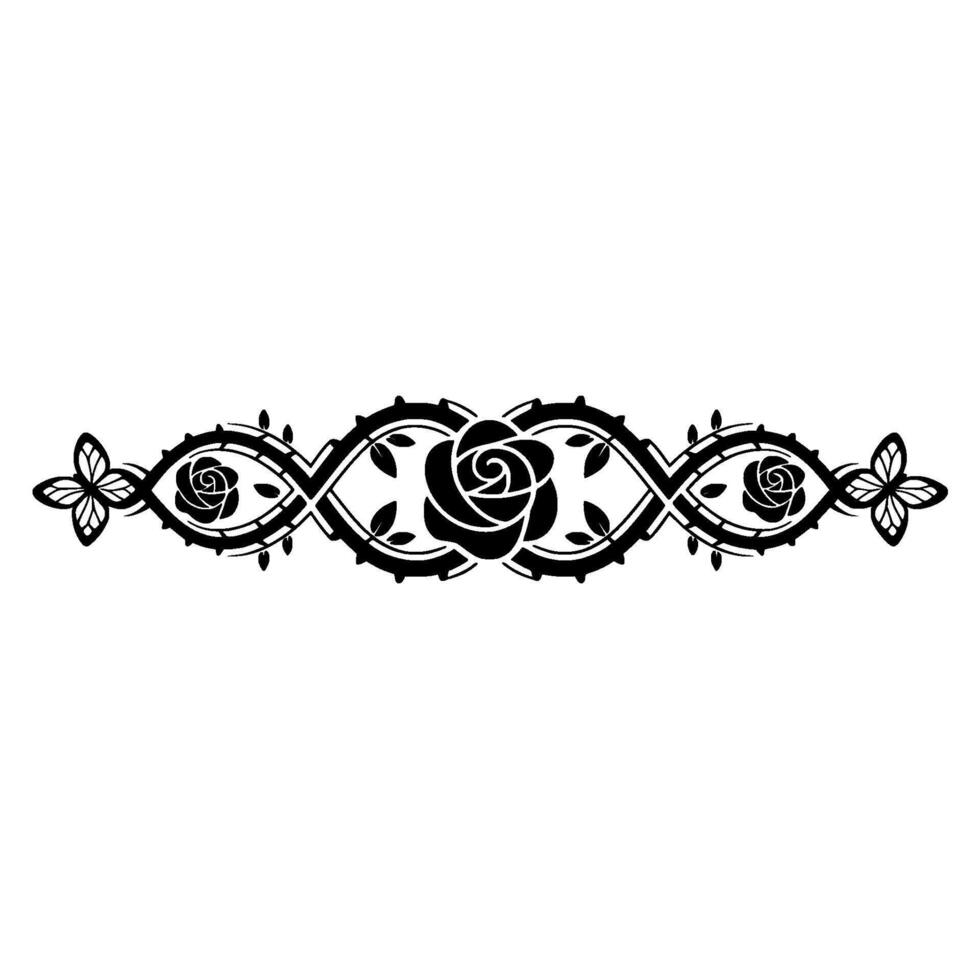 Elegant Floral Border, Vintage, Black and White, Botanical vector