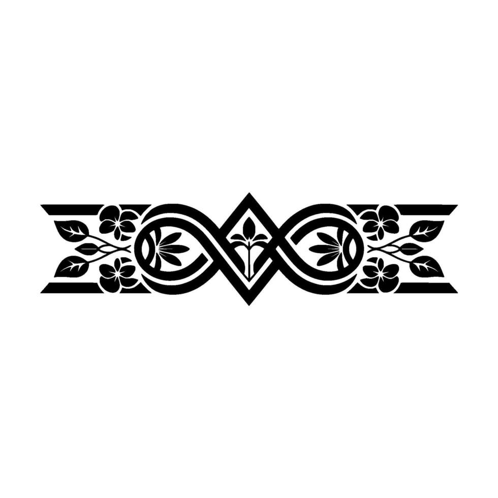Intricate Black Floral Border, Decorative Element - Vintage vector