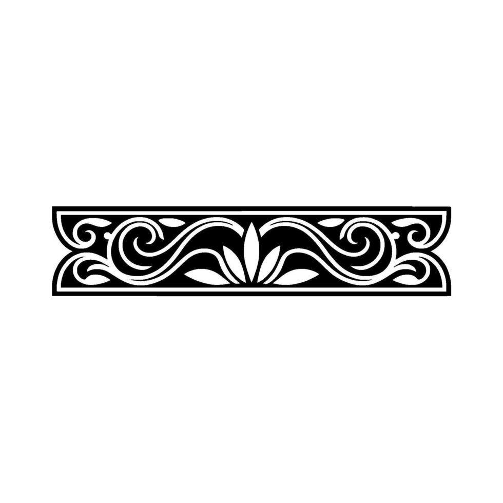 Elegant Black Floral Border, Vintage Element, - Ornament, Classic vector
