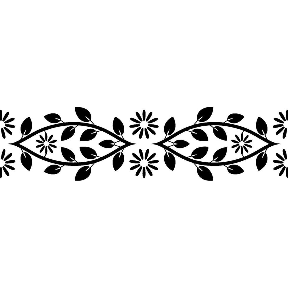 Stylized Botanical Border, Vintage Element, Decorative vector