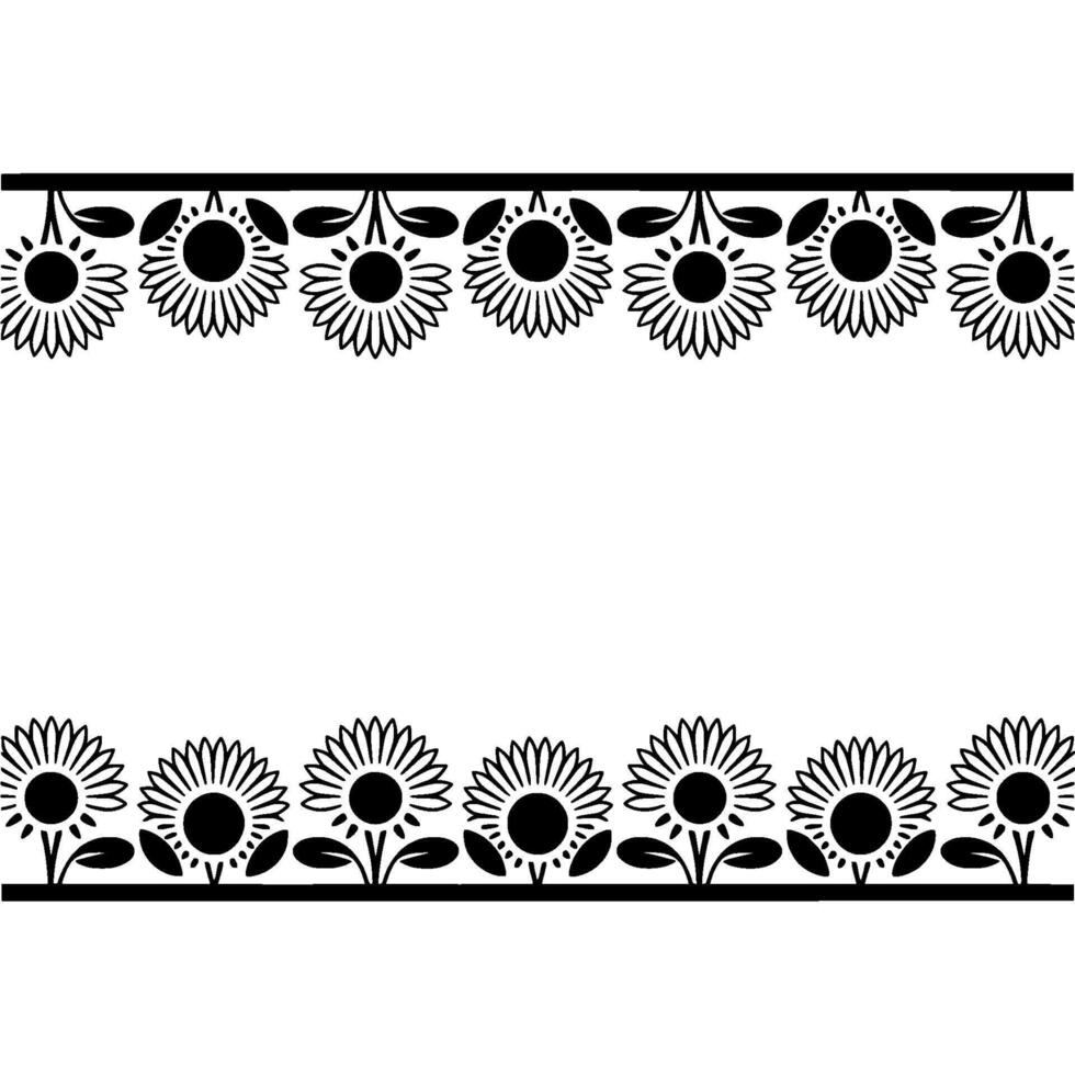 Stylized Sunflower Border, Minimalist, Illustration vector