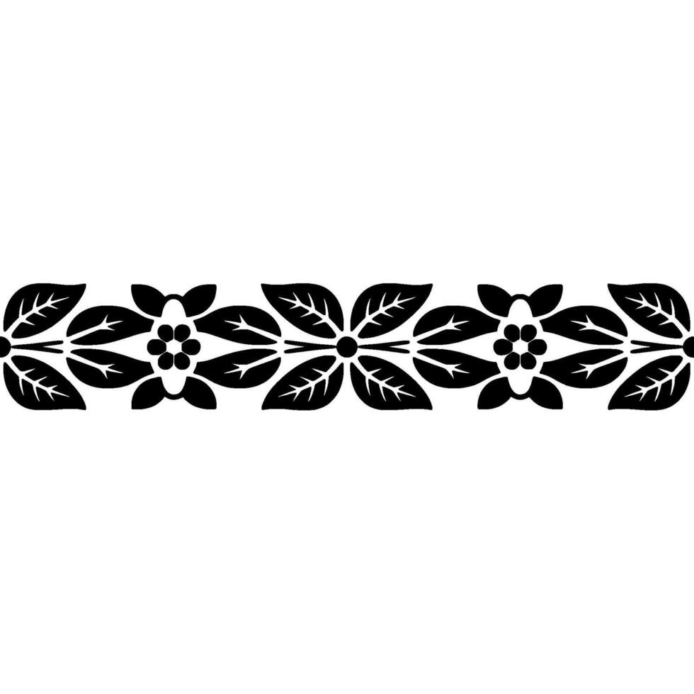 Intricate Black Floral Border, Scandinavian, Pattern vector