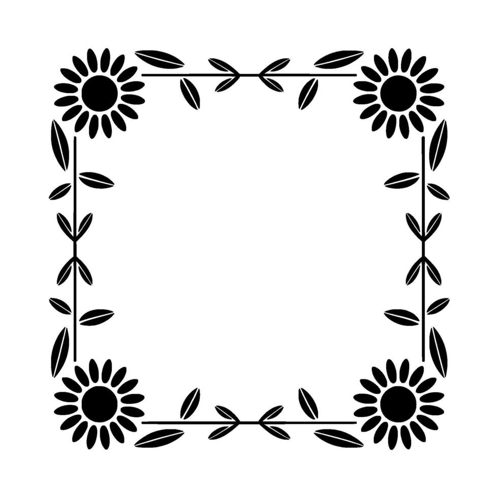 Stylized Floral Border Frame, Minimalist vector