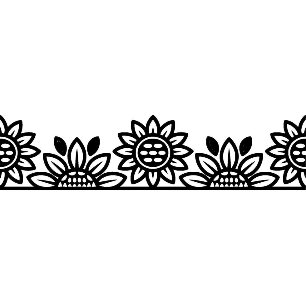 Stylized Sunflower Border, Minimalist - Illustration vector