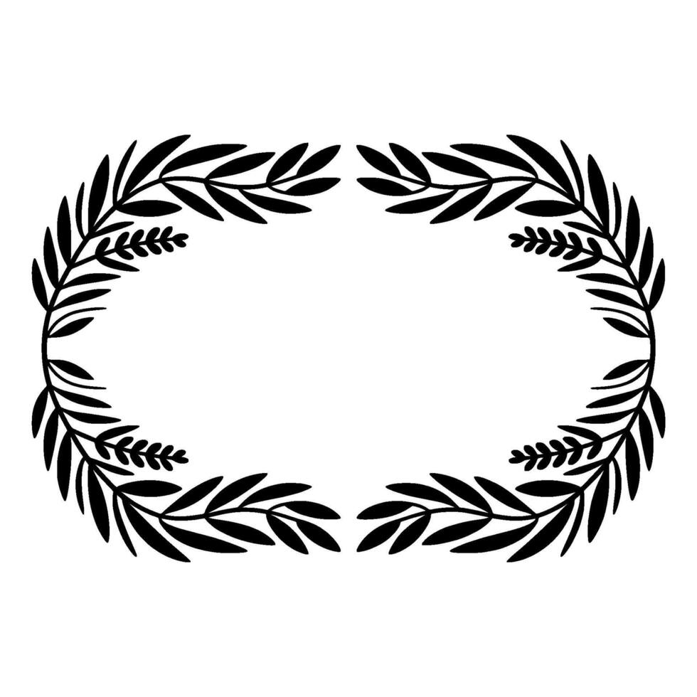 Elegant Olive Branch Wreath, Minimalist - Foliage vector