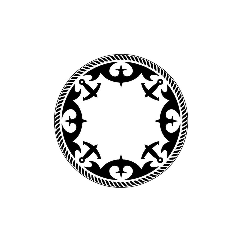 Nautical Emblem Vintage Anchor Ornamental Border vector