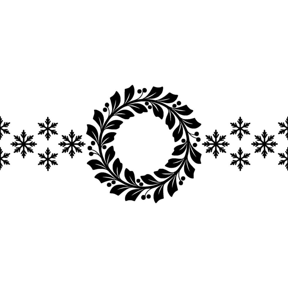 Winter Wreath Border, Elegant Snowflake Accents vector