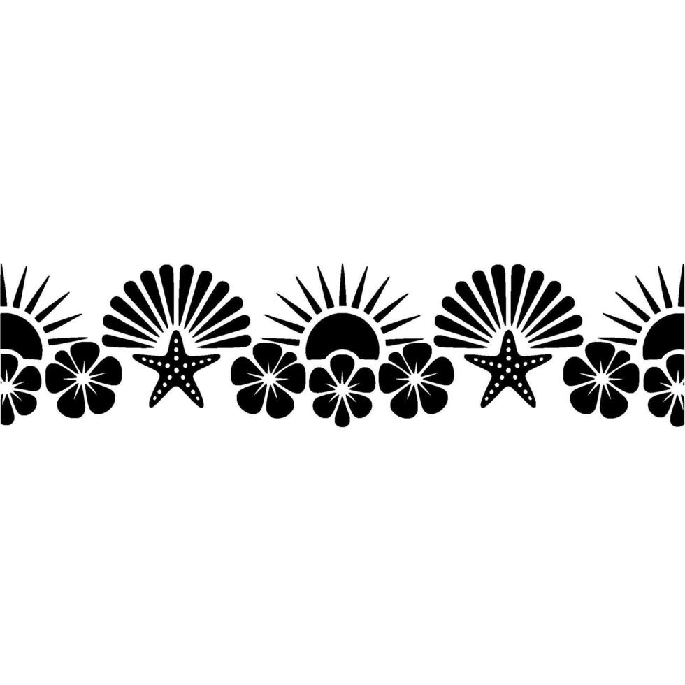 Nautical Silhouette Border Coastal Charm Serene Seas vector