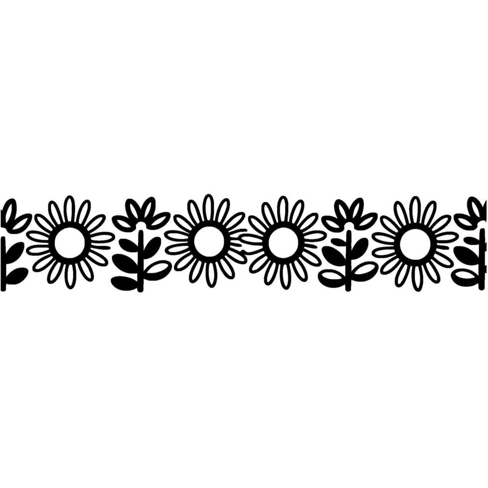 Simple Sunflower Border, Hand-Drawn Style vector