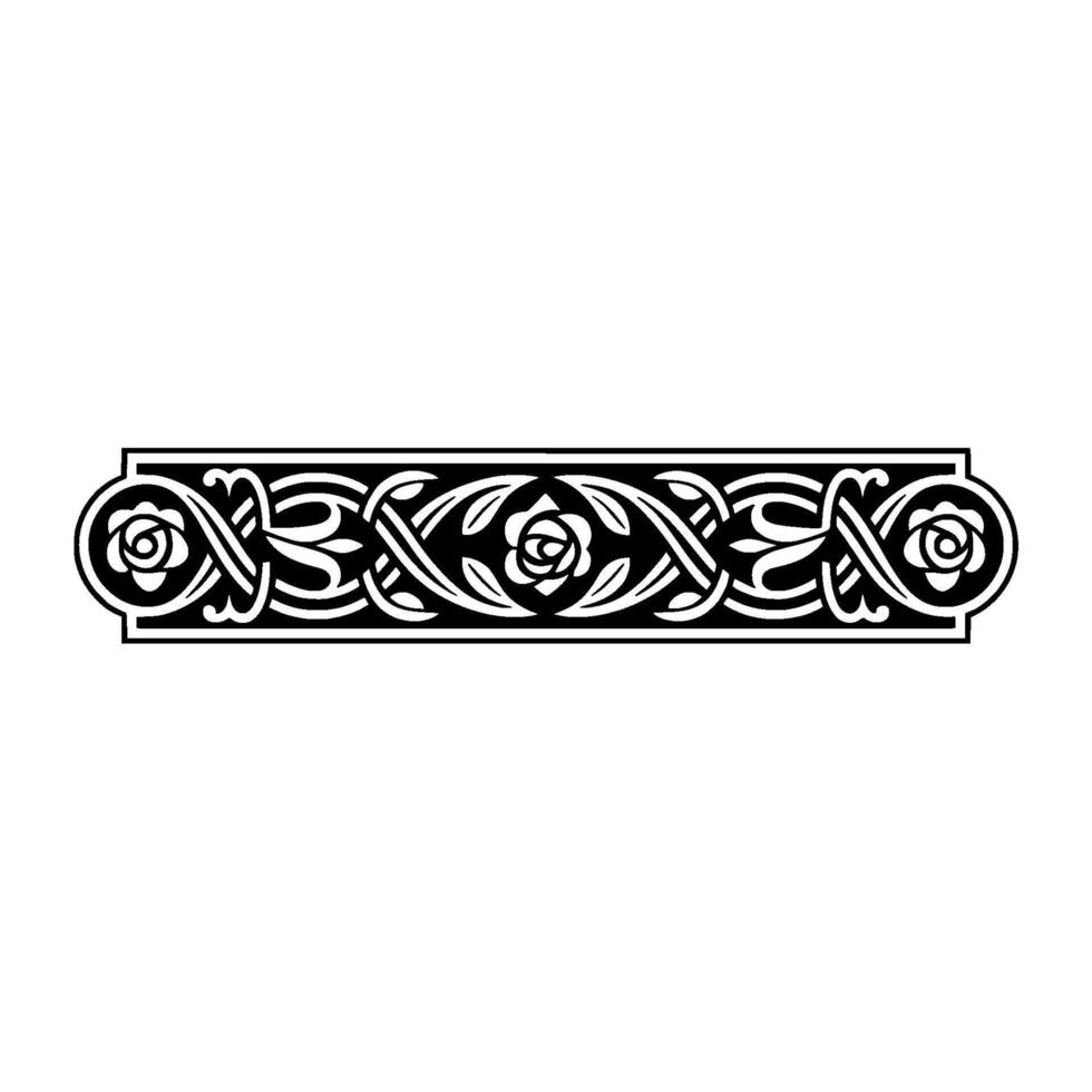 Intricate Celtic Rose Border, Vintage Element - Lineart vector