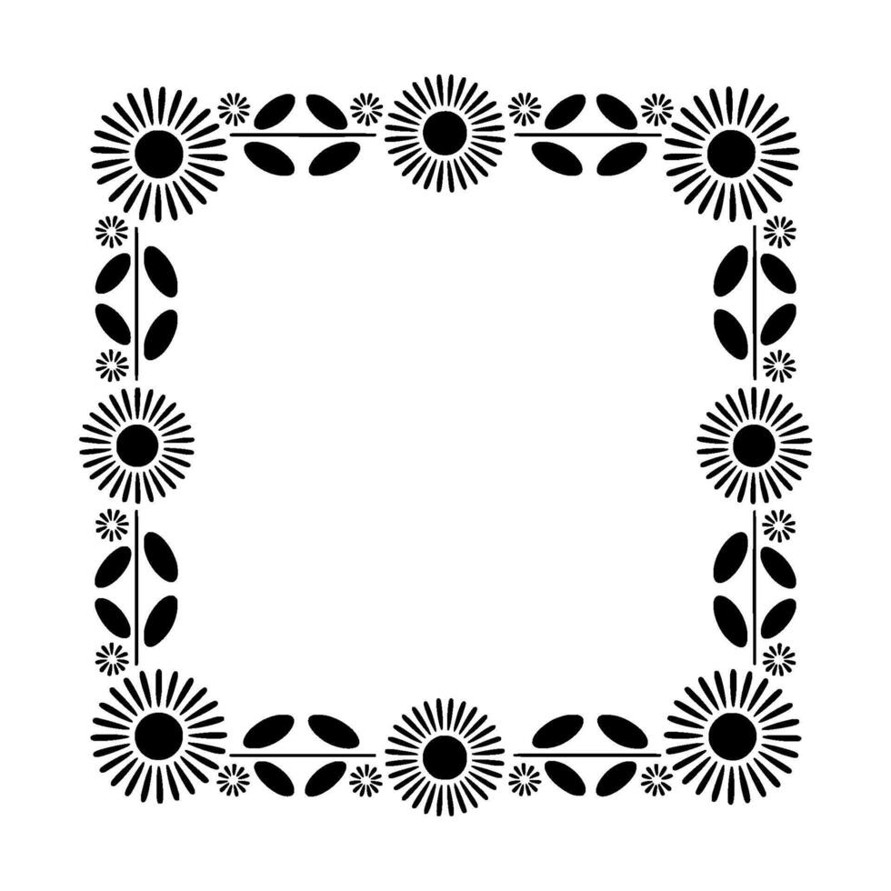 Geometric Sunflower Border, Minimalist - Floral vector