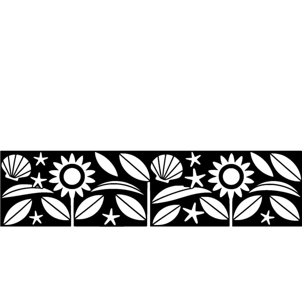 Stylized Floral Border, Mid-Century Modern - Pattern vector