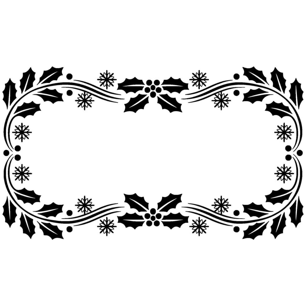 Elegant Holly Frame, Vintage Christmas Ornament Border, Winter vector