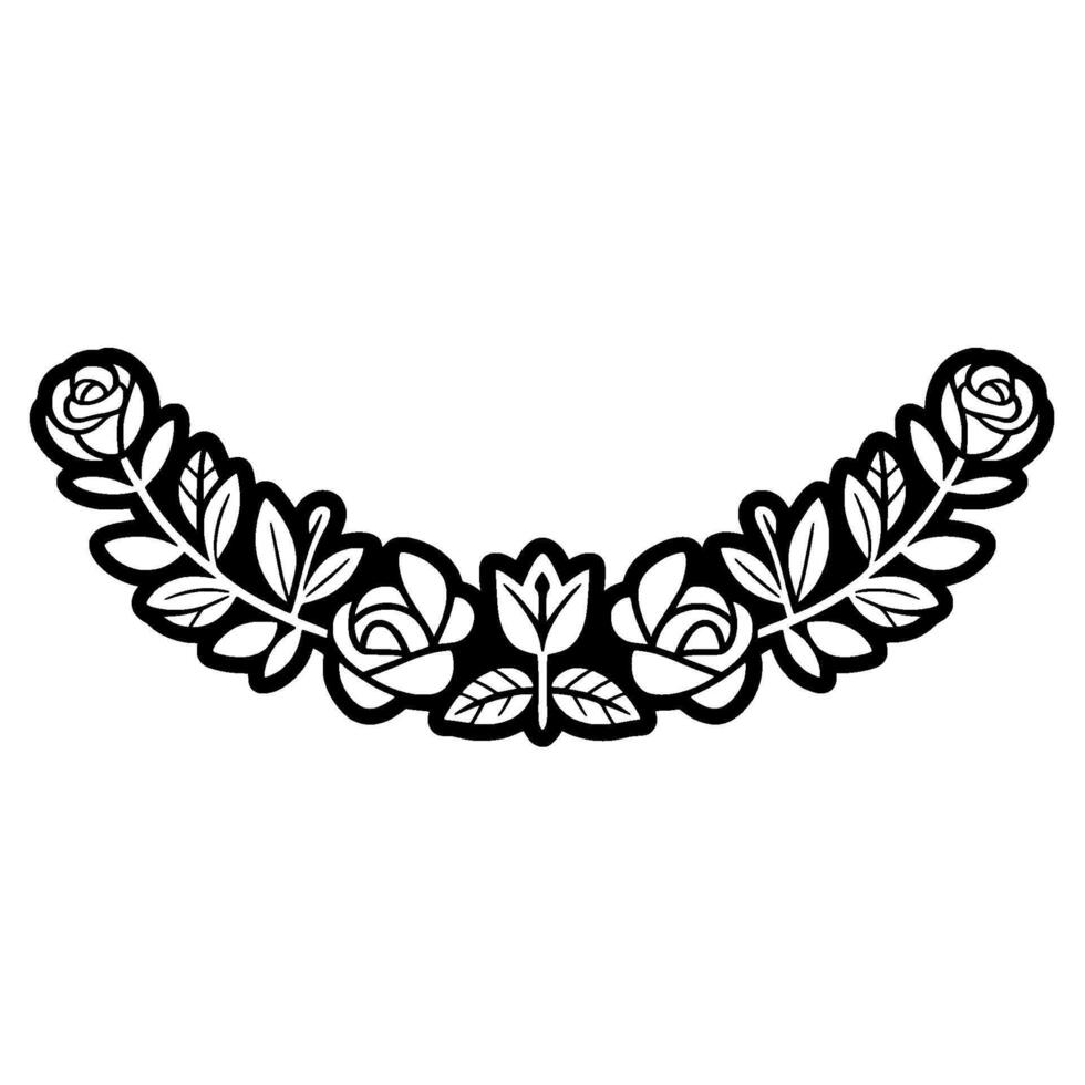 Elegant Black Rose Garland, Vintage Botanical vector