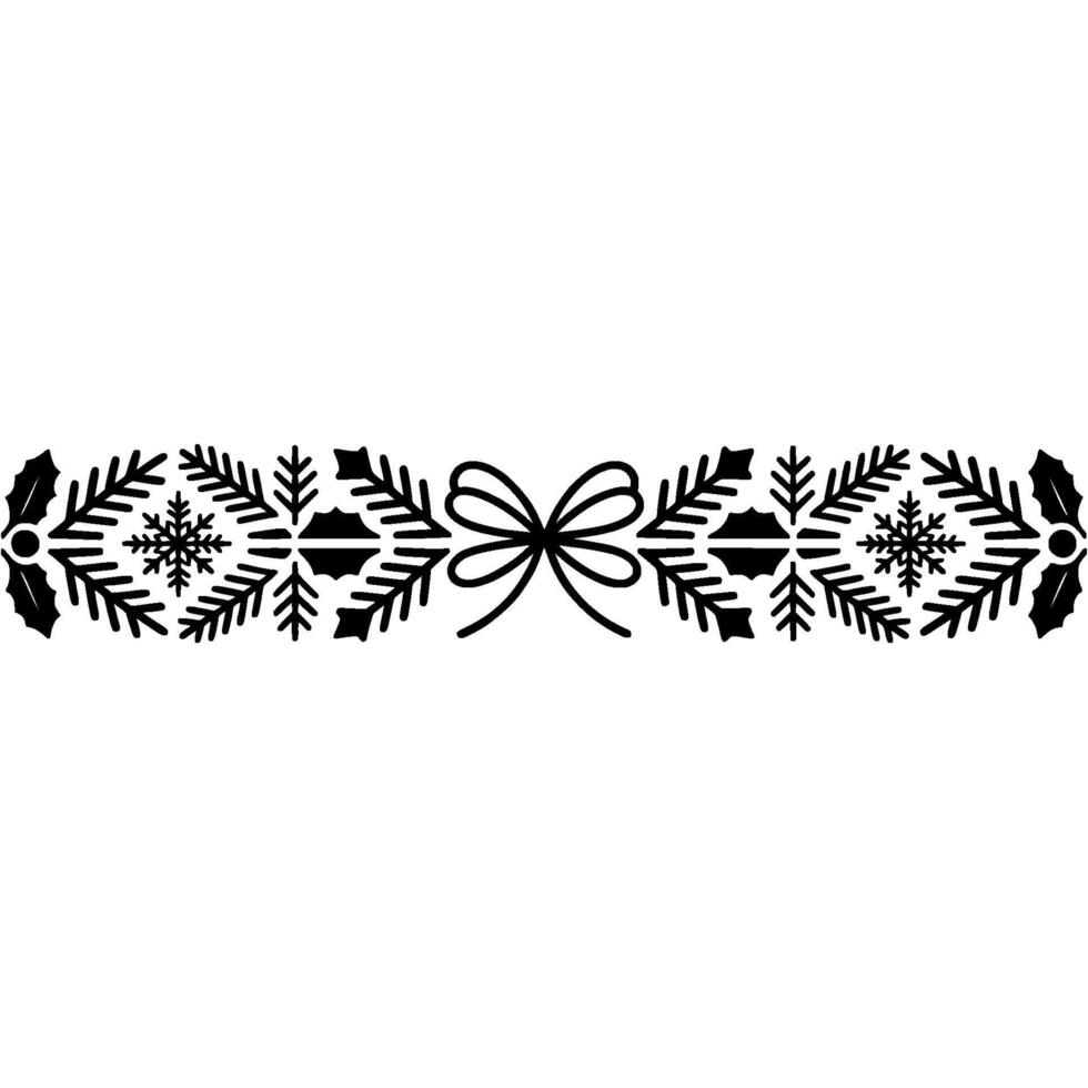 Elegant Winter Border Holly, Snowflakes, and Ribbon Detail vector