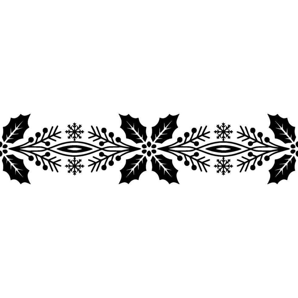 Elegant Winter Border, Holly Snowflakes - Decorative vector