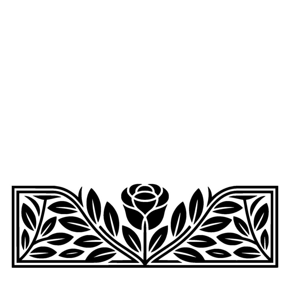 Geometric Floral Border, Art Deco Style, Artdeco - Blackandwhite vector