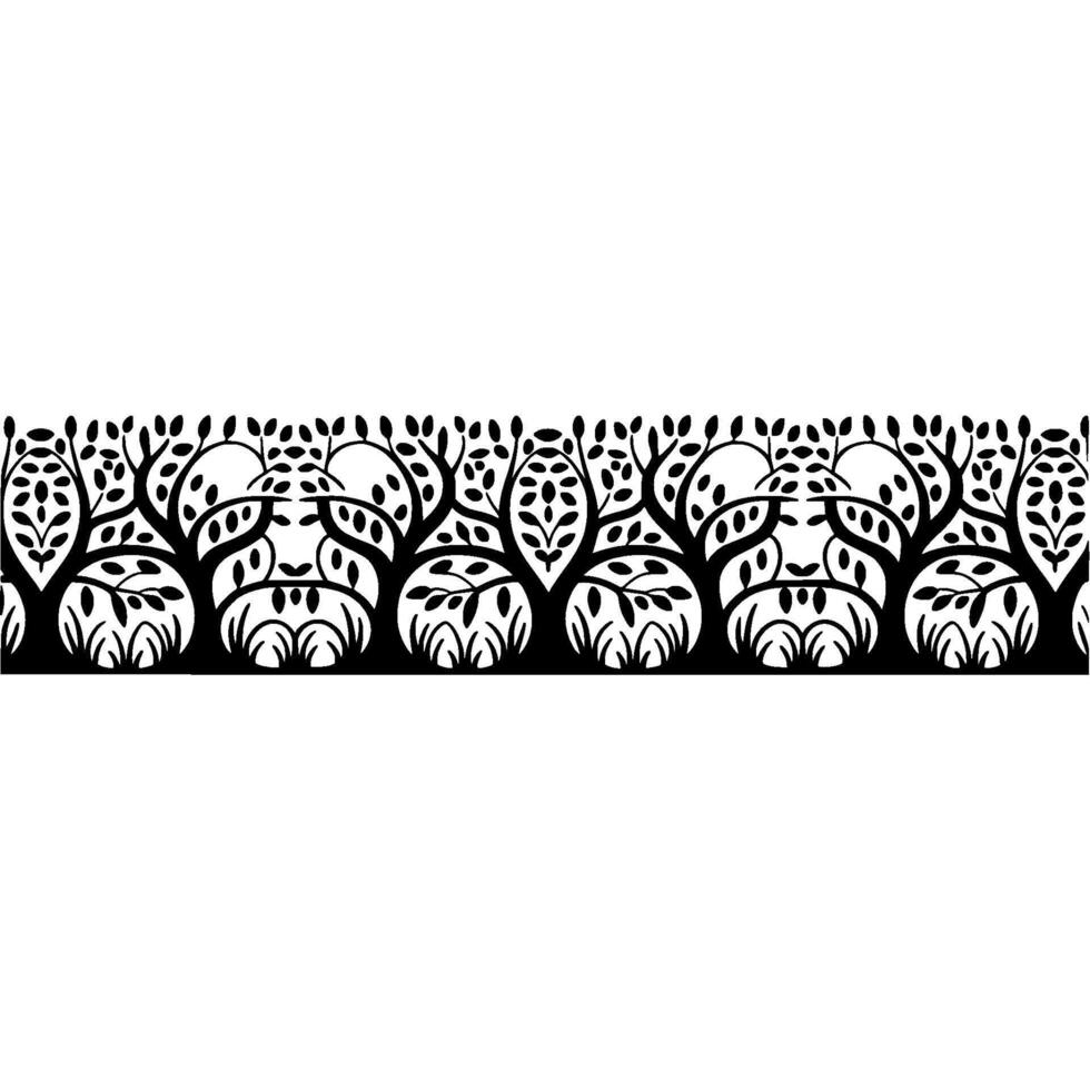 Elegant Black Gold Tree Border, Vintage vector