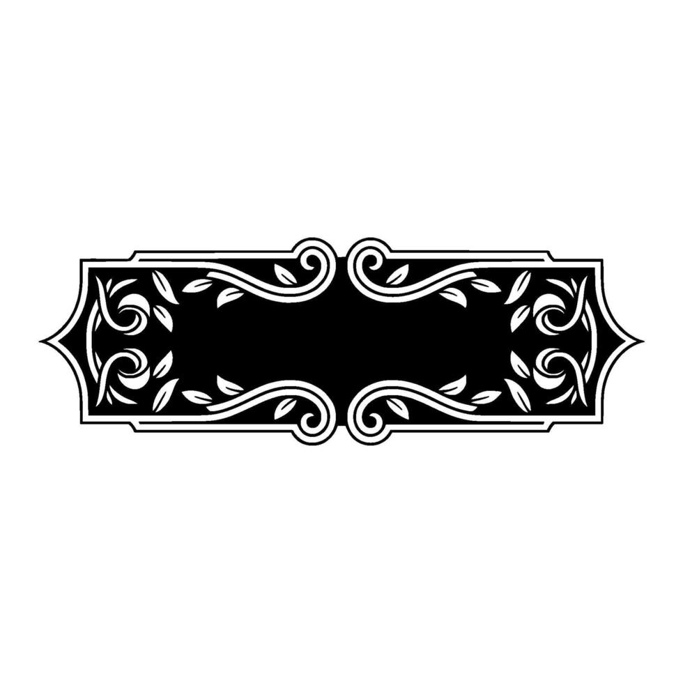 Elegant Vintage Decorative Border, Black White - Floral vector