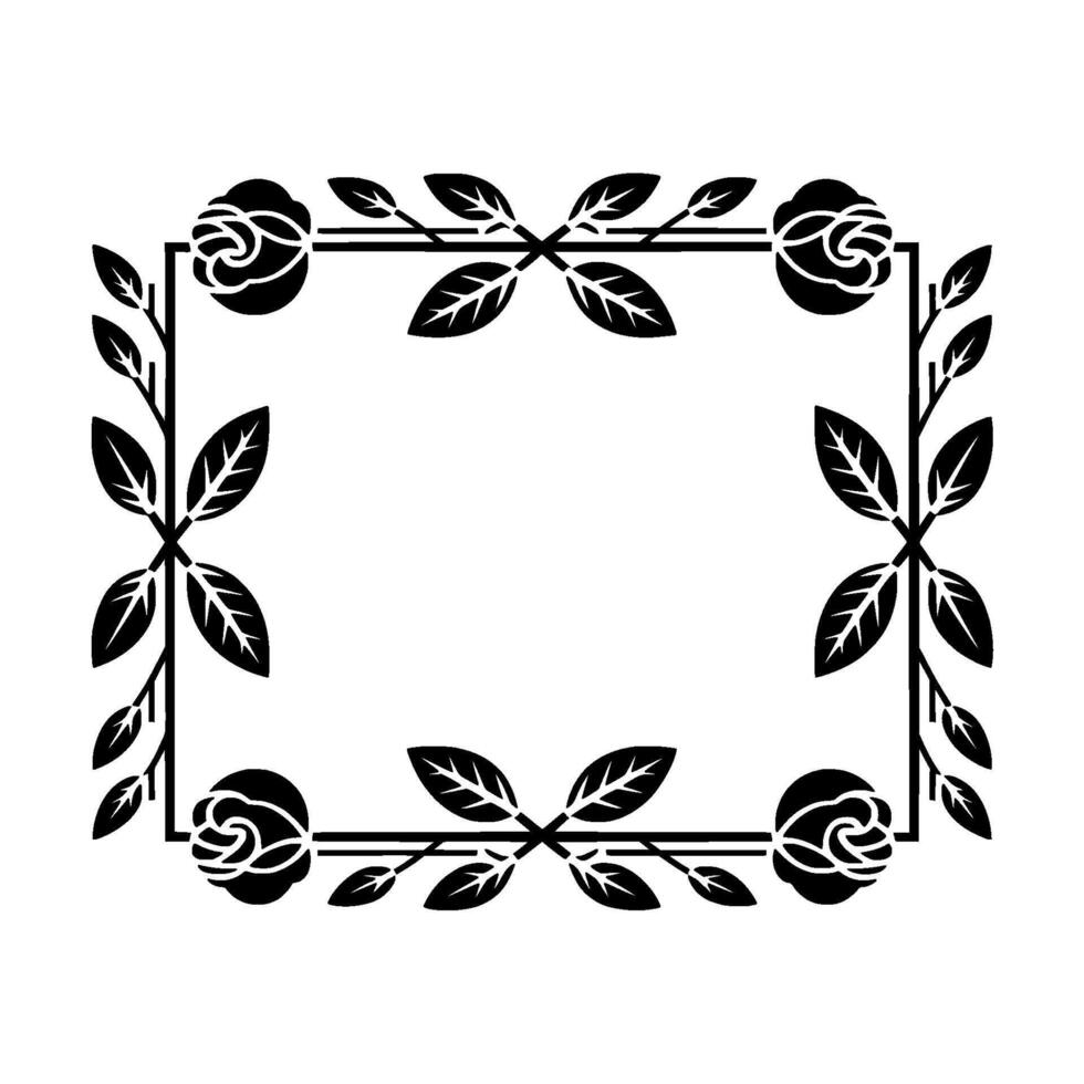 Elegant Floral Frame, Art Deco Style - Roses vector