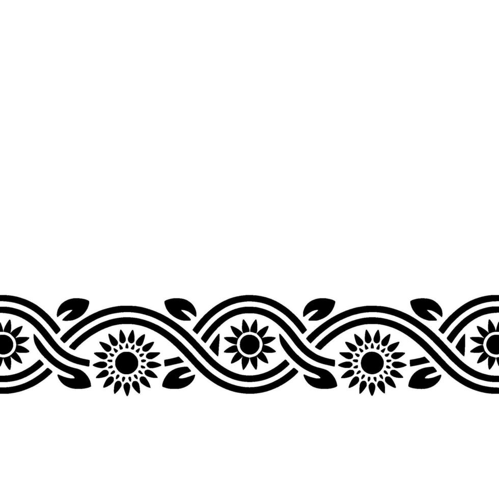 Stylized Sunflower Border, Vintage Element, Floral - Decorative vector