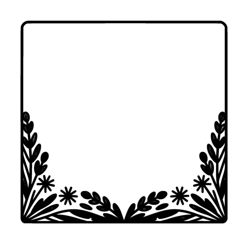 Botanical Frame, Minimalist, Leaf Border, Blank Space vector