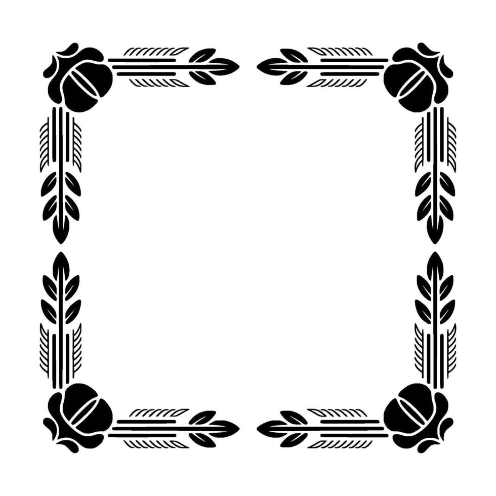 Elegant Botanical Frame, Vintage Style, Decorative Border - Art deco vector