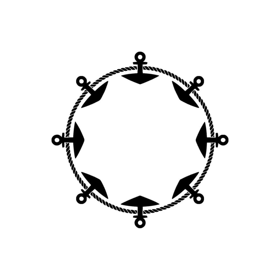 Nautical Anchor Frame, Circular Motif, Steadfast Symbol vector