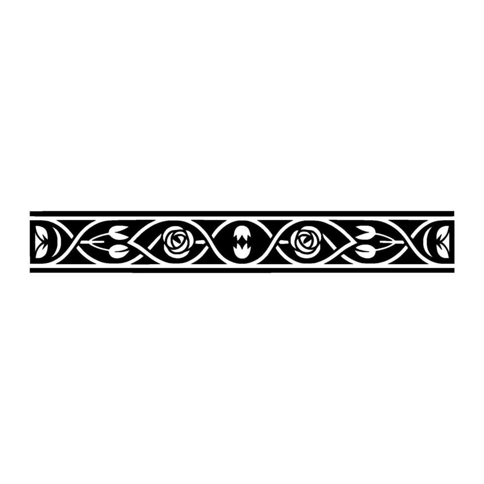 Elegant Black Floral Border, Art Nouveau - Decorative vector