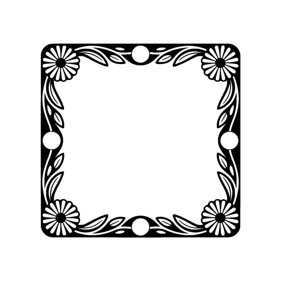 Art Deco Floral Square Frame Vintage Elegance vector