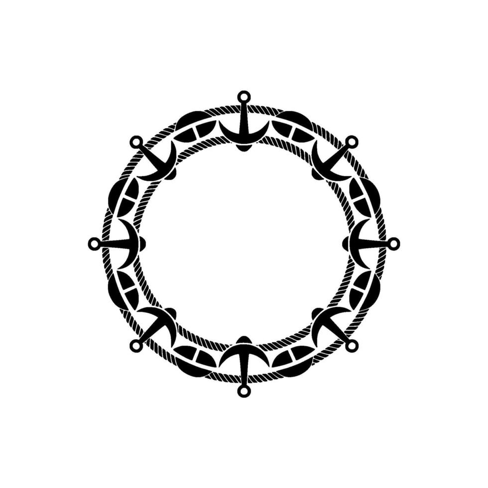 Nautical Circle Frame, Vintage Maritime, Tattoo vector