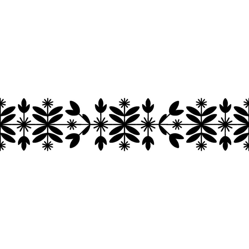 Geometric Floral Border, Mid-Century Modern - Pattern - Symmetry vector