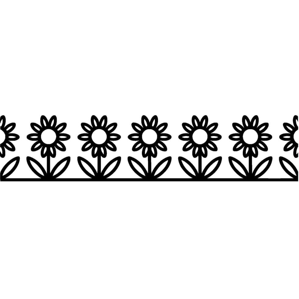 Minimalist Floral Border, Simple Line Art, Flowers vector