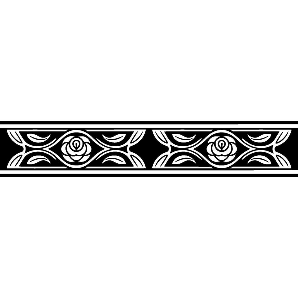 Elegant Floral Border, Vintage, Decorative Element, - Lineart, Textile vector