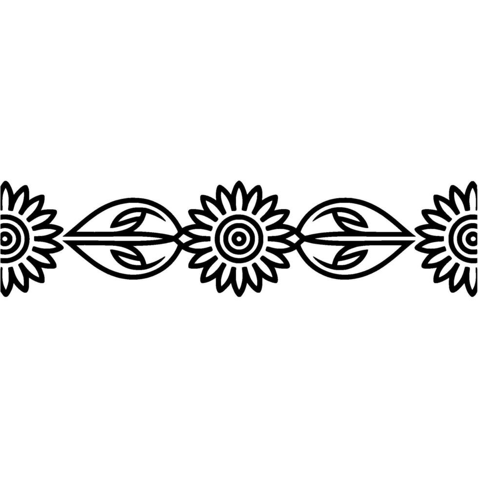 Stylized Sunflower Border, Minimalist - Lineart vector