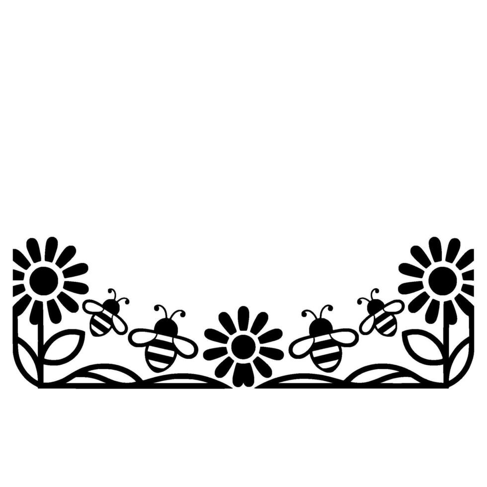 Floral Border, Bee Motif - Simple Illustration vector