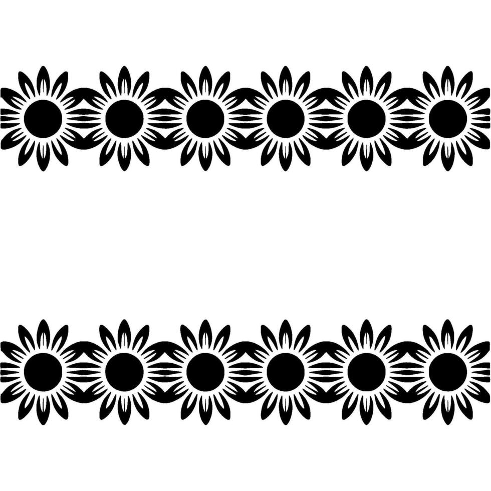 Stylized Sunflower Border, Minimalist, Pattern vector