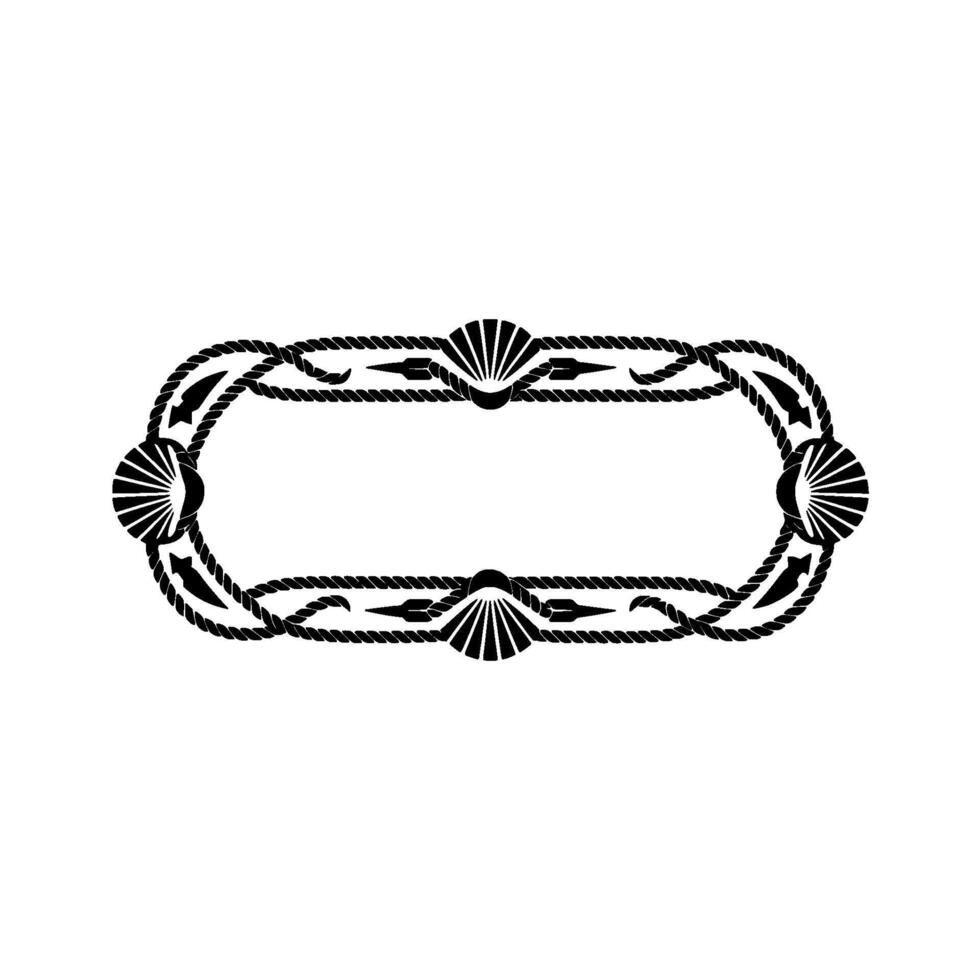 Nautical Deco Frame Rope, Shells, and Vintage Elegance vector